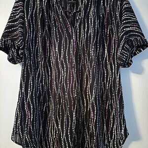 Worthington Black and White Patterned Blouse